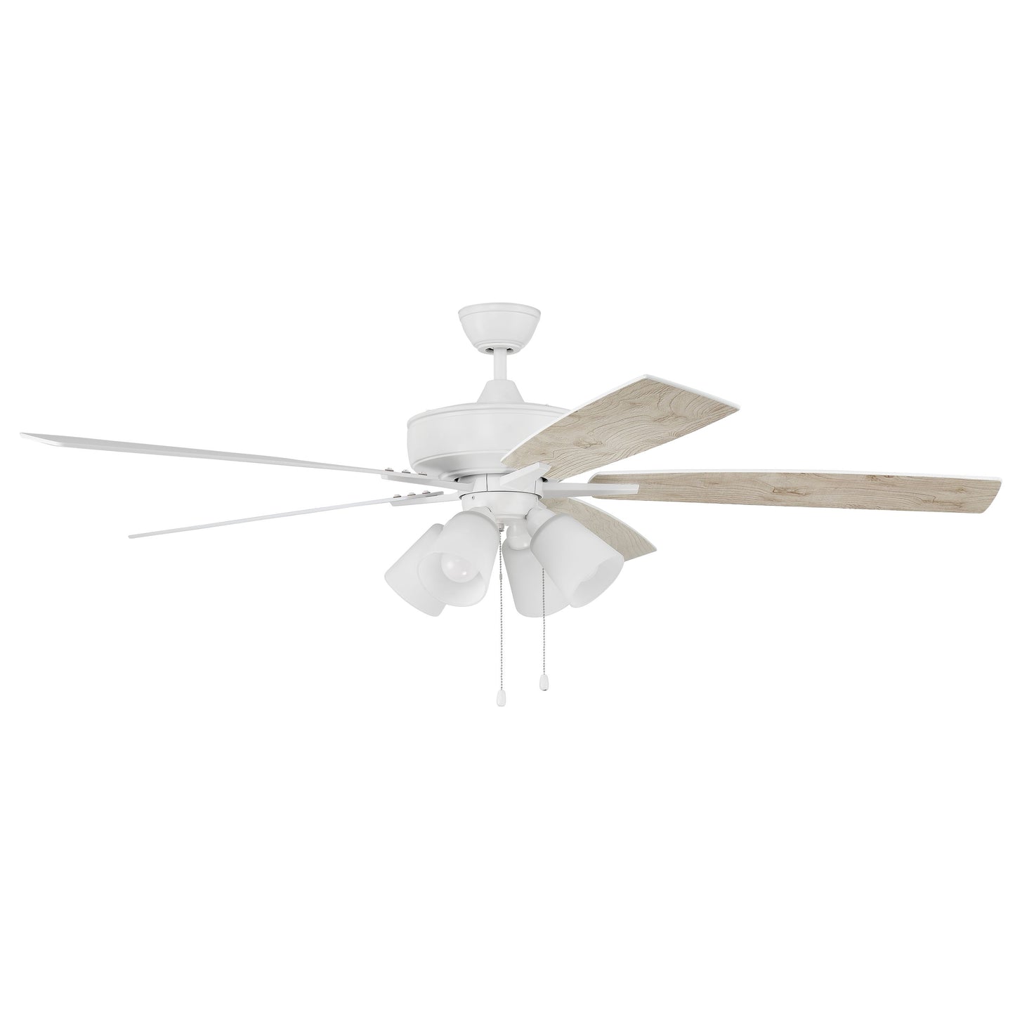 S114W5-60WWOK - Super Pro 114 60" 5 Blade Ceiling Fan with Light Kit - Pull Chain - White