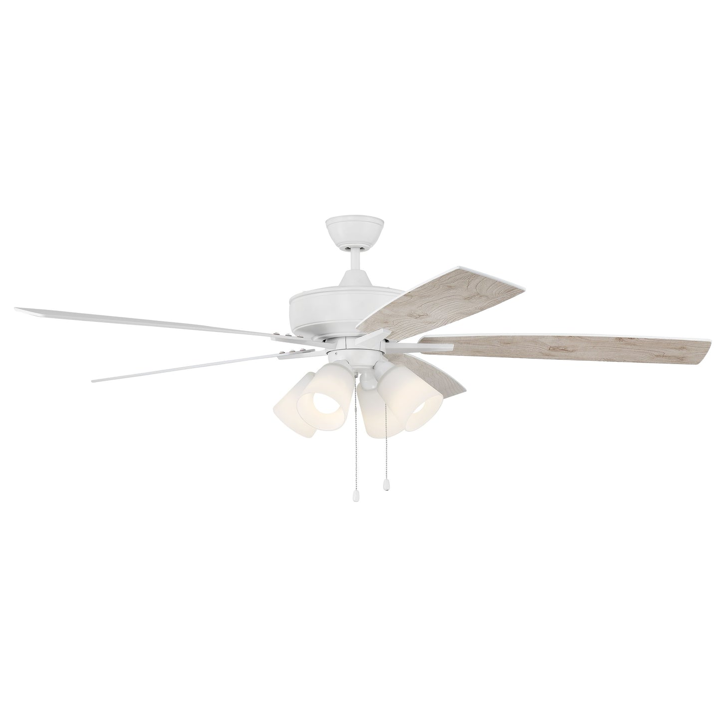 S114W5-60WWOK - Super Pro 114 60" 5 Blade Ceiling Fan with Light Kit - Pull Chain - White