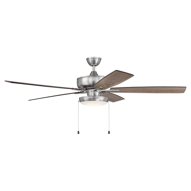 S119BNK5-60DWGWN - Super Pro 119 60" 5 Blade Ceiling Fan with Light Kit - Pull Chain - Brushed Polis