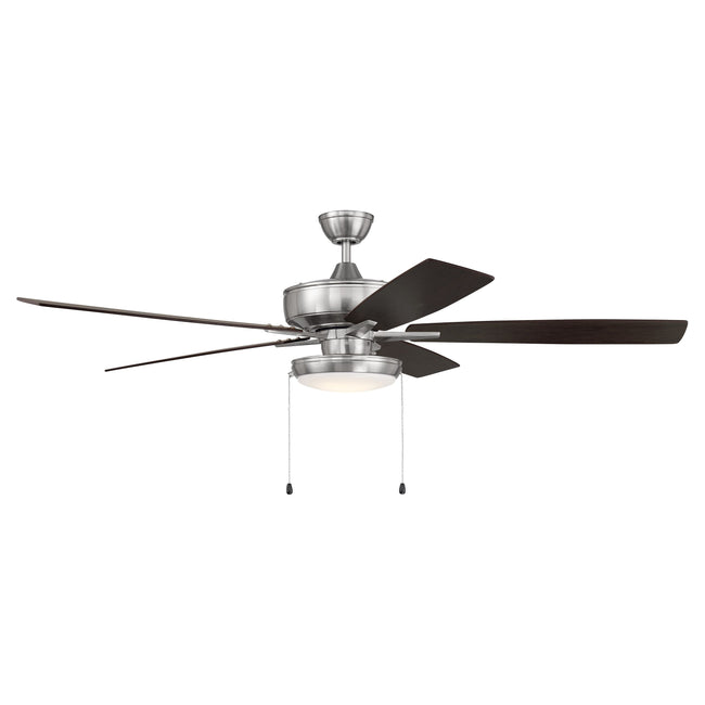 S119BNK5-60DWGWN - Super Pro 119 60" 5 Blade Ceiling Fan with Light Kit - Pull Chain - Brushed Polis