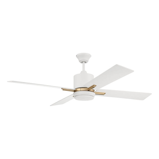 TEA52WSB4 - Teana 52" 4 Blade Ceiling Fan with Light Kit - Wall Control - White / Satin Brass