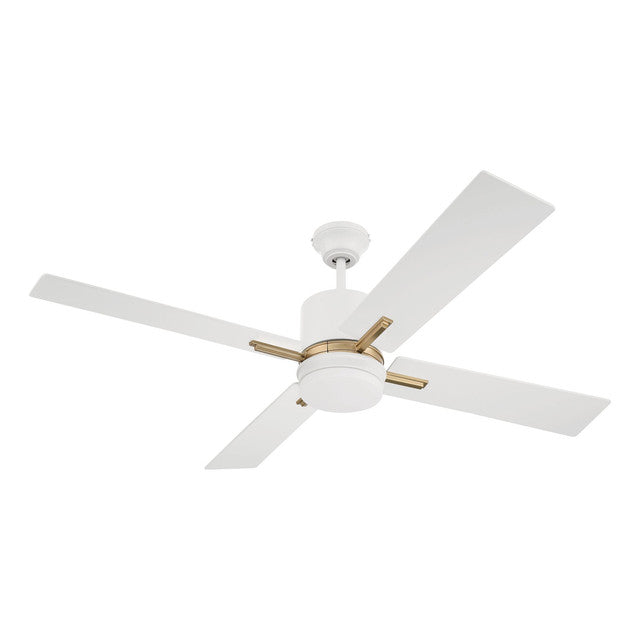 TEA52WSB4 - Teana 52" 4 Blade Ceiling Fan with Light Kit - Wall Control - White / Satin Brass