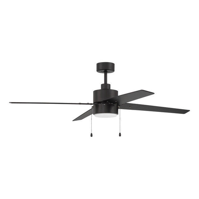 TER52FB4 - Terie 52" 4 Blade Ceiling Fan with Light Kit - Pull Chain - Flat Black