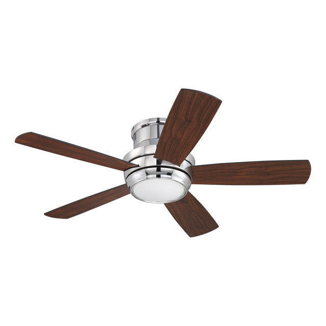 TMPH44CH5 - Tempo Hugger 44" 5 Blade Ceiling Fan with Light Kit - Remote & Wall Control - Chrome