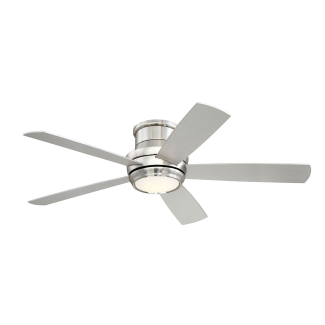TMPH52BNK5 - Tempo Hugger 52" 5 Blade Ceiling Fan with Light Kit - Remote & Wall Control - Brushed P