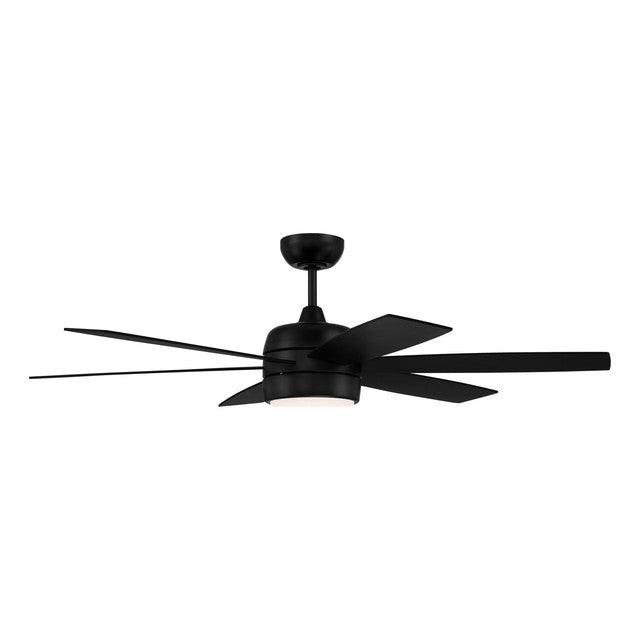 TRV52FB6 - Trevor 52" 6 Blade Indoor / Outdoor Ceiling Fan with Light Kit - Remote Control - Flat Bl