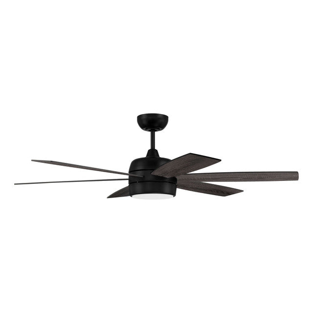 TRV52FB6 - Trevor 52" 6 Blade Indoor / Outdoor Ceiling Fan with Light Kit - Remote Control - Flat Bl