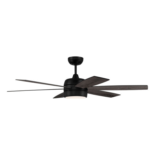 TRV52FB6 - Trevor 52" 6 Blade Indoor / Outdoor Ceiling Fan with Light Kit - Remote Control - Flat Bl