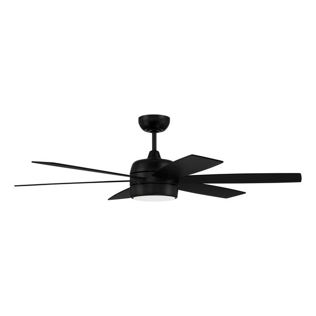 TRV52FB6 - Trevor 52" 6 Blade Indoor / Outdoor Ceiling Fan with Light Kit - Remote Control - Flat Bl