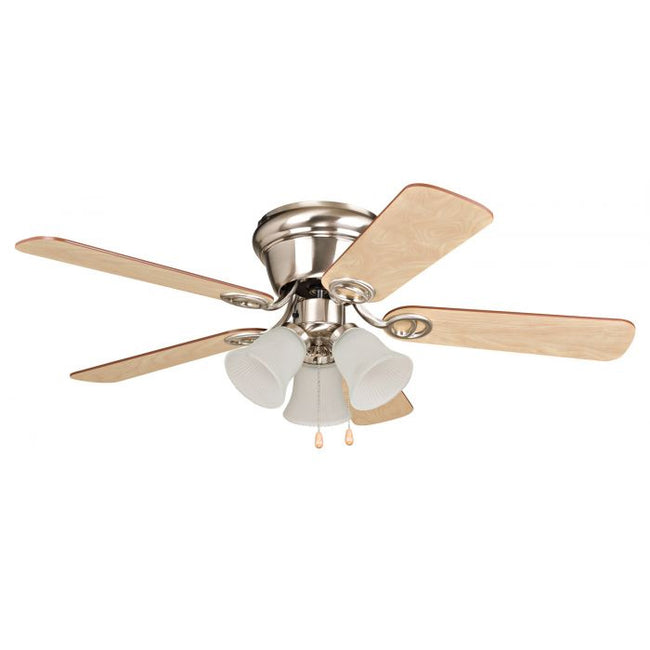 WC42BNK5C3F - Wyman 42" 5 Blade Ceiling Fan with Light Kit - Pull Chain - Brushed Polished Nickel