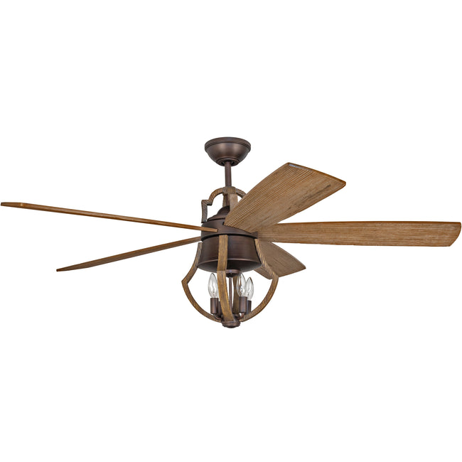 WIN56ABZWP5 - Winton 56" 5 Blade Ceiling Fan with Light Kit - Remote & Wall Control - Aged Bronze Br