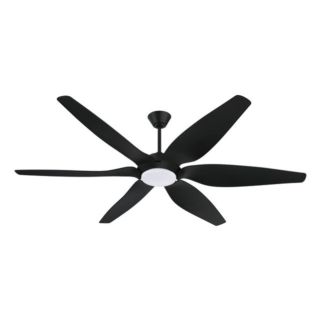 ZOM66FB6 - Zoom 66" 6 Blade Indoor / Outdoor Ceiling Fan with Light Kit - Remote Control - Flat Blac