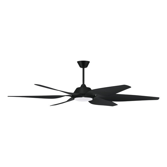 ZOM66FB6 - Zoom 66" 6 Blade Indoor / Outdoor Ceiling Fan with Light Kit - Remote Control - Flat Blac