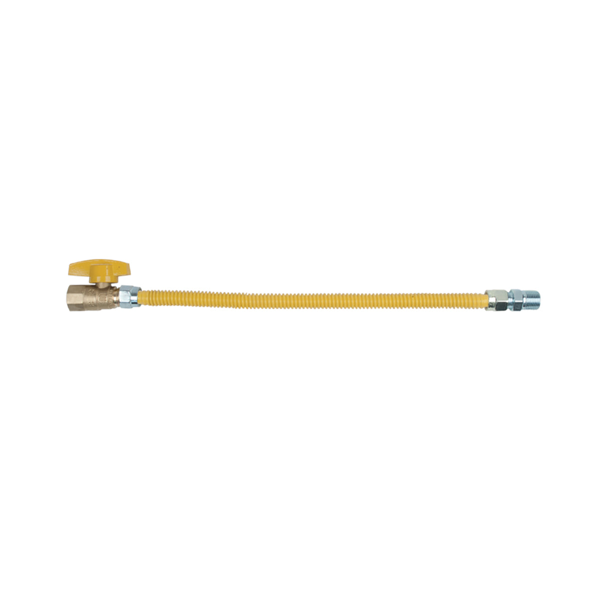 CSSD4K-18 - ProCoat Stainless Steel Gas Connector with Ball Valve - 1/2" MIP x FIP (3/8" FIP Tap), 3/8" ID, 18"
