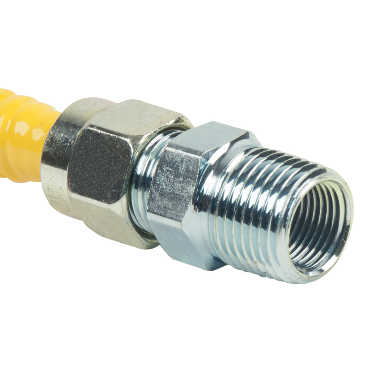 CSSD4K-36 - ProCoat Stainless Steel Gas Connector with Ball Valve - 1/2" MIP x FIP (3/8" FIP Tap), 3/8" ID, 36"