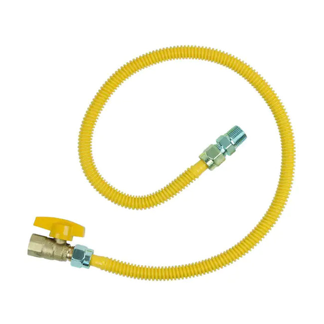 CSSD4K-48 - ProCoat Stainless Steel Gas Connector with Ball Valve - 1/2" MIP x FIP (3/8" FIP Tap), 3/8" ID, 48"