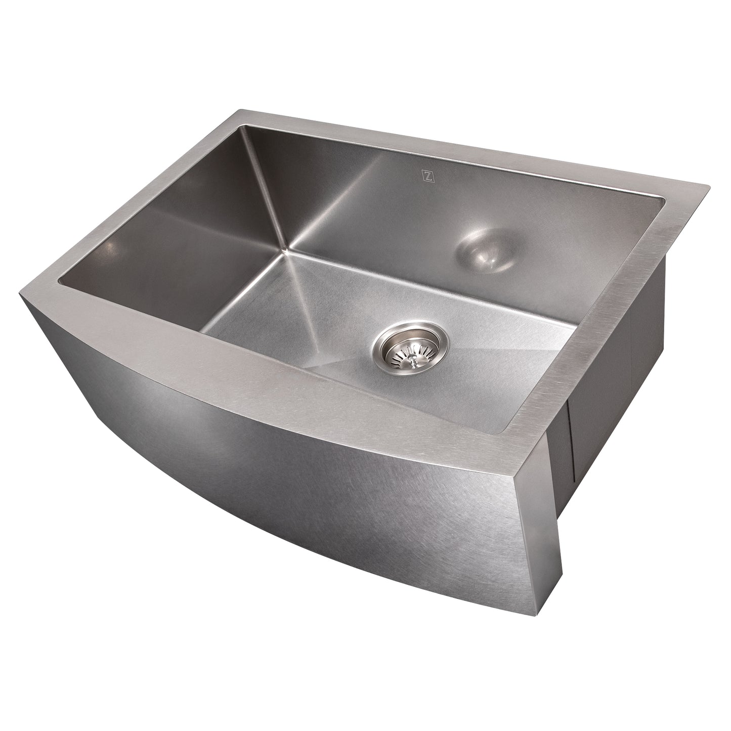 SAS-30S - 30" Zermatt Farmhouse Apron Mount Single Bowl Satin Stainless Steel Kitchen Sink with Bottom Grid
