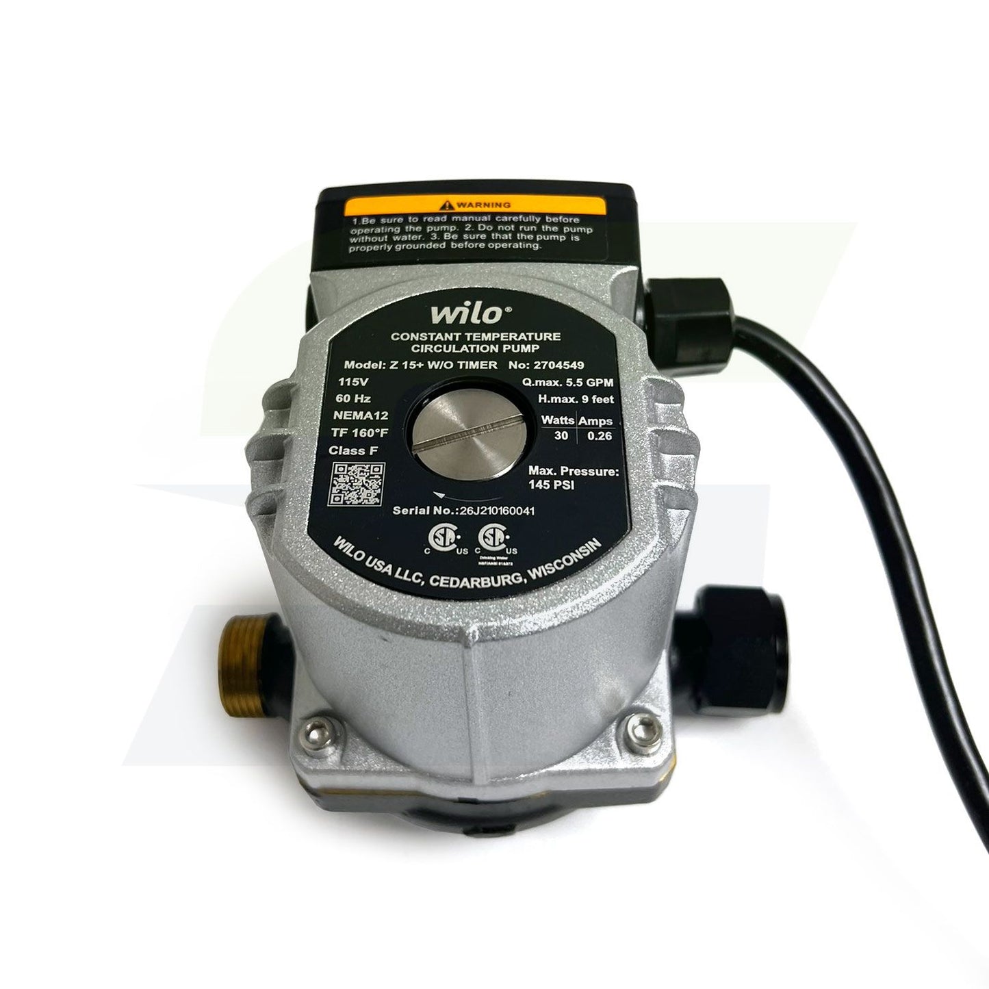 2704549 - Z 15+ Constant Speed Hot Water Circulation Pump - 3/4" NPT 115 Volt