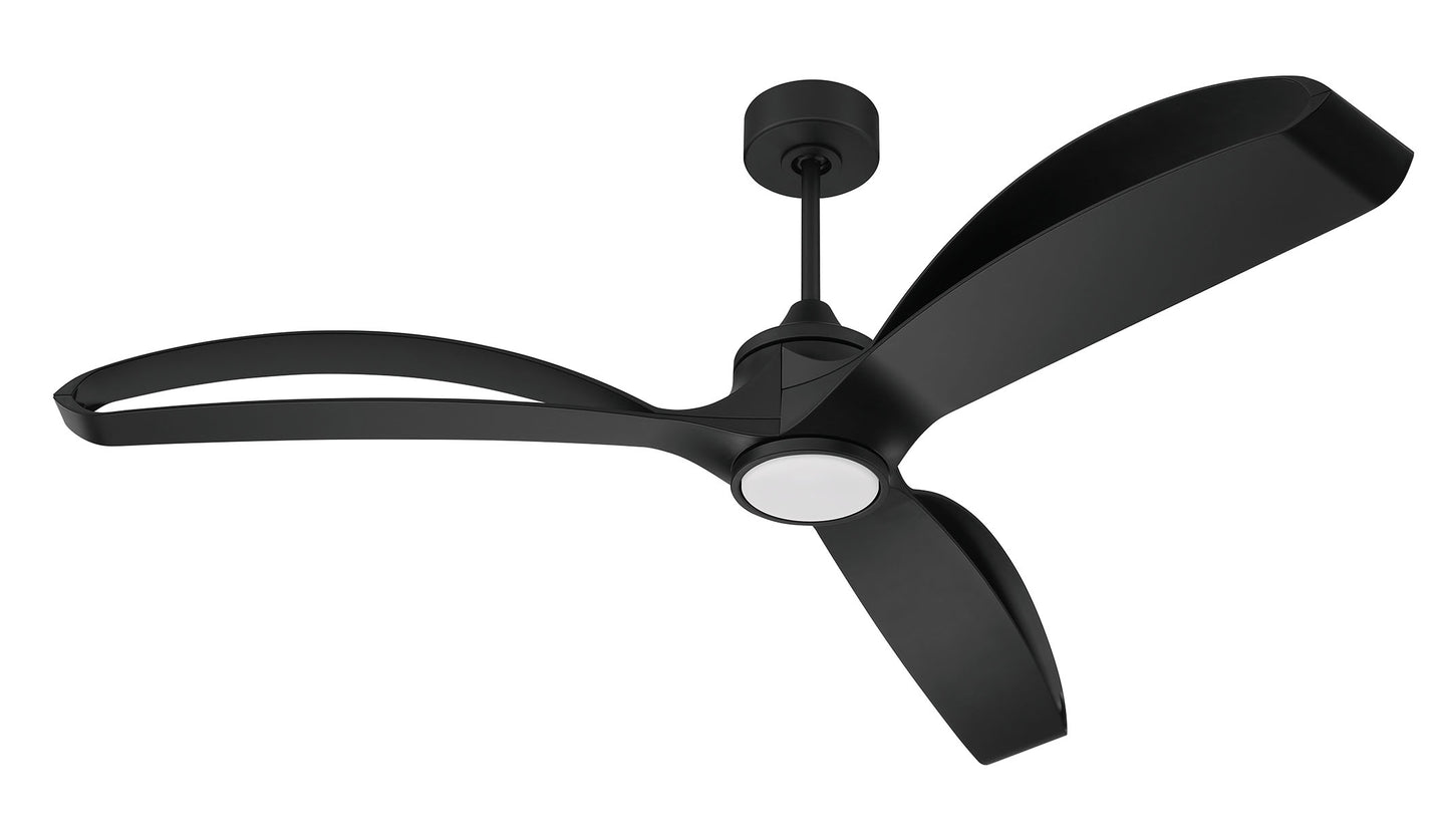 BDX60FB3-NWF - Bandeaux 60" 3 Blade Indoor Outdoor Ceiling Fan with Light Kit - Flat Black