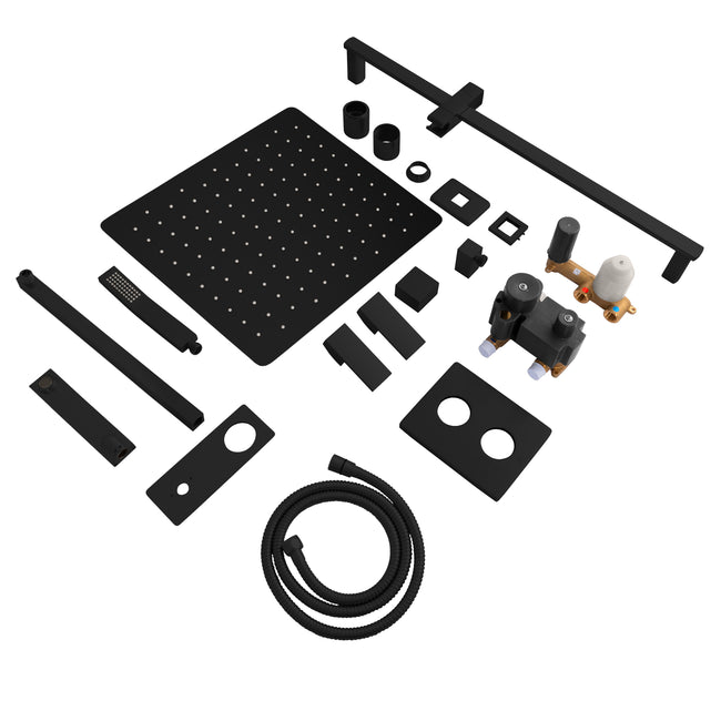 BLS-SHS16-MB - Bliss Rainfall Shower System with 16" Oversized Shower Head in Matte Black
