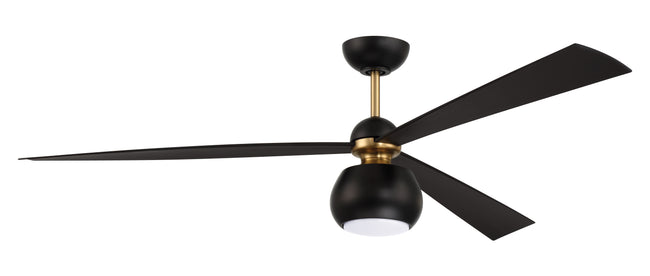 OTT60FBSB3 - Otto 60" 3 Blade Ceiling Fan with Light Kit - Flat Black / Satin Brass