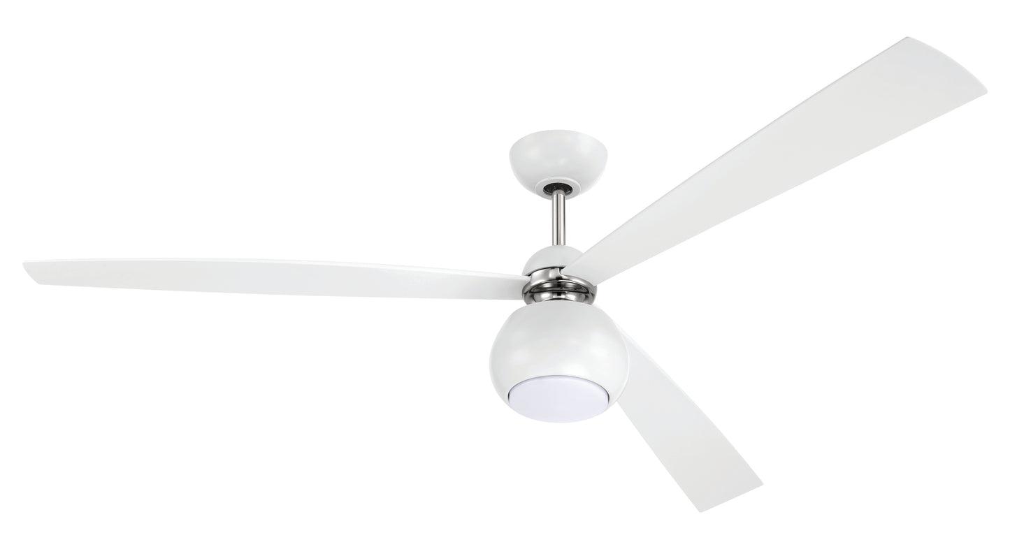 OTT60WPLN3 - Otto 60" 3 Blade Ceiling Fan with Light Kit - White / Polished Nickel