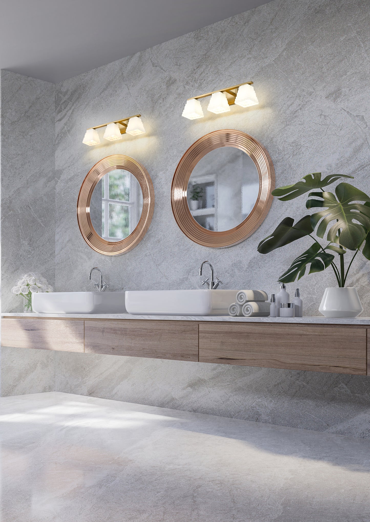 7514-3V-MGLD - Annalise 3 Light 24" Vanity - Modern Gold