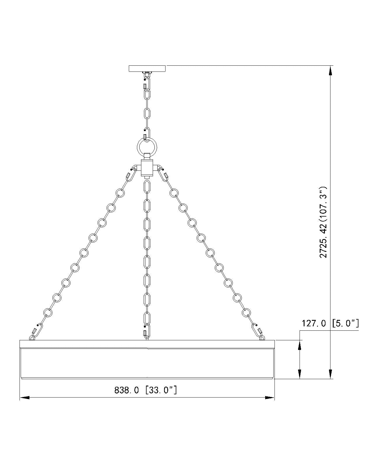 1944P33-RB-LED - Anders 3 Light 33" Chandelier - Rubbed Brass
