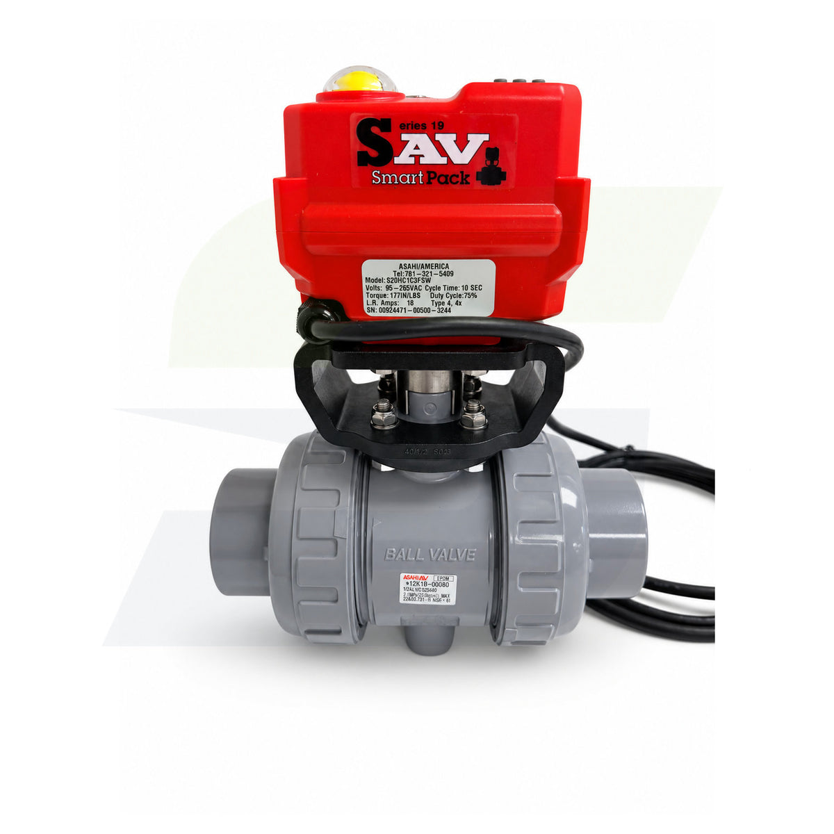 160960015 - 1-1/2" Type 21 CPVC Ball Valve - Smart Fail-Safe Actuated, EPDM