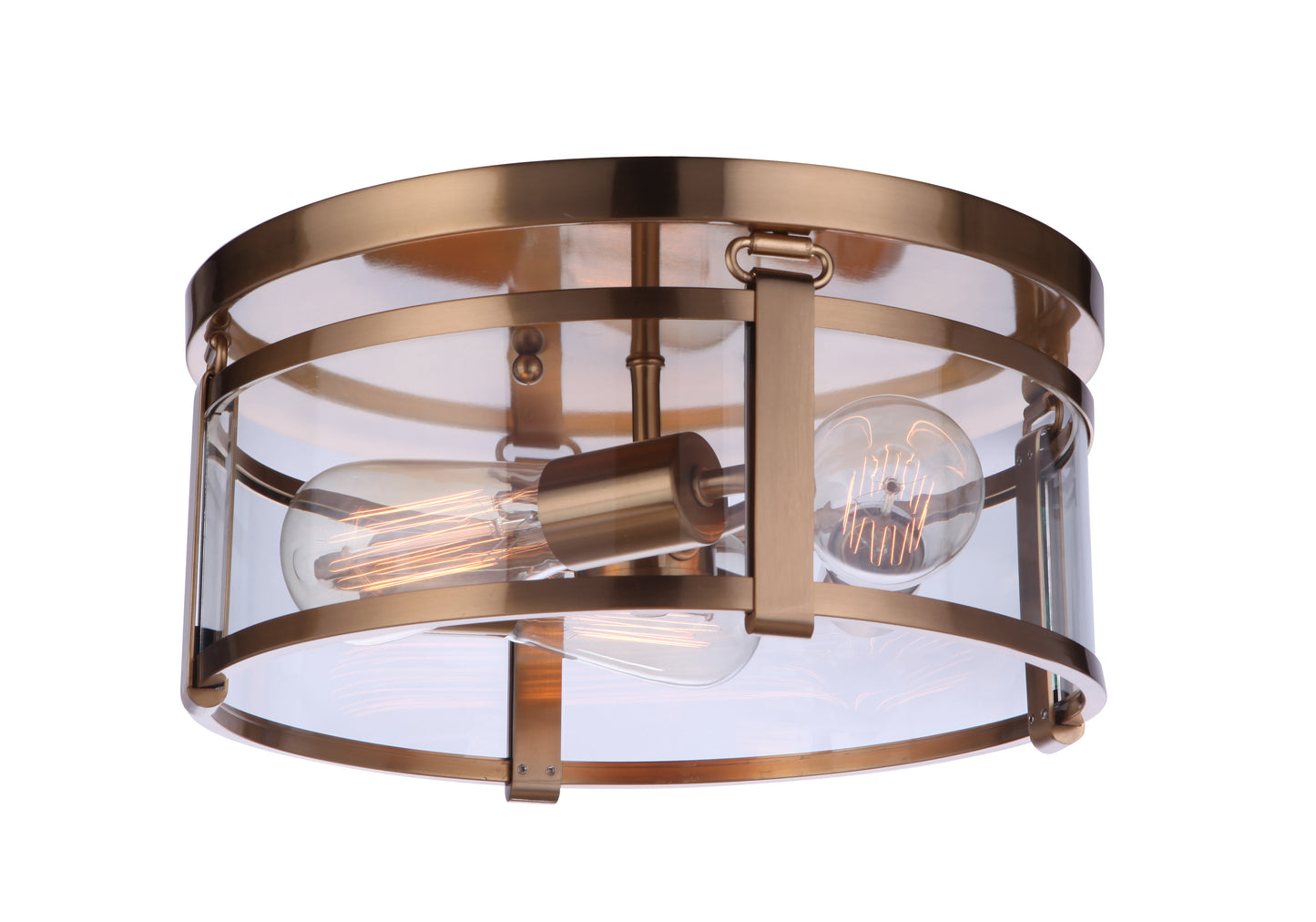55383-SB - Elliot 3 Light 13" Wide Flush Mount - Satin Brass