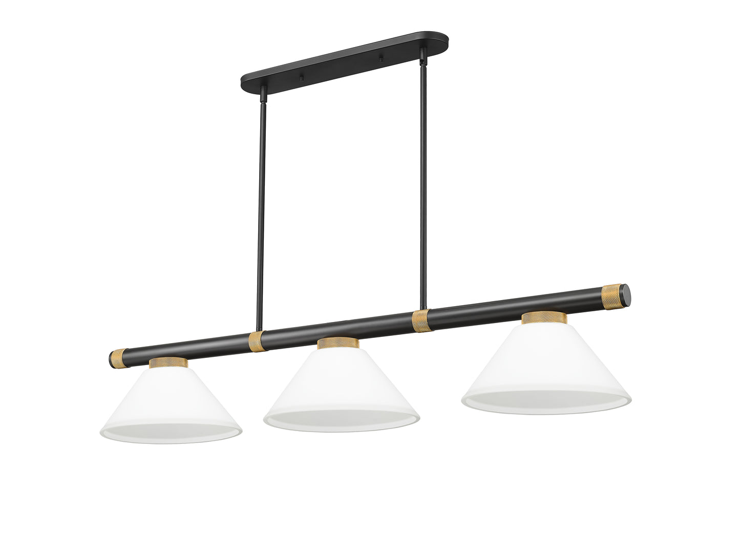 3050-3MB-RB-AMO14 - Vanguard 3 Light 58" Billiard - Matte Black / Rubbed Brass