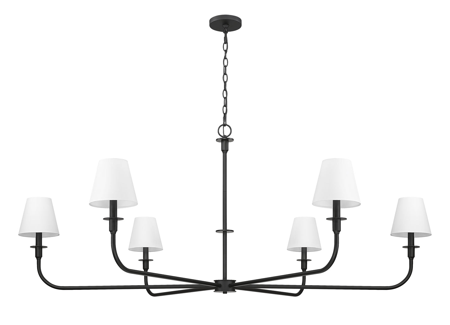 3049-62MB - Tova 6 Light 66" Chandelier - Matte Black