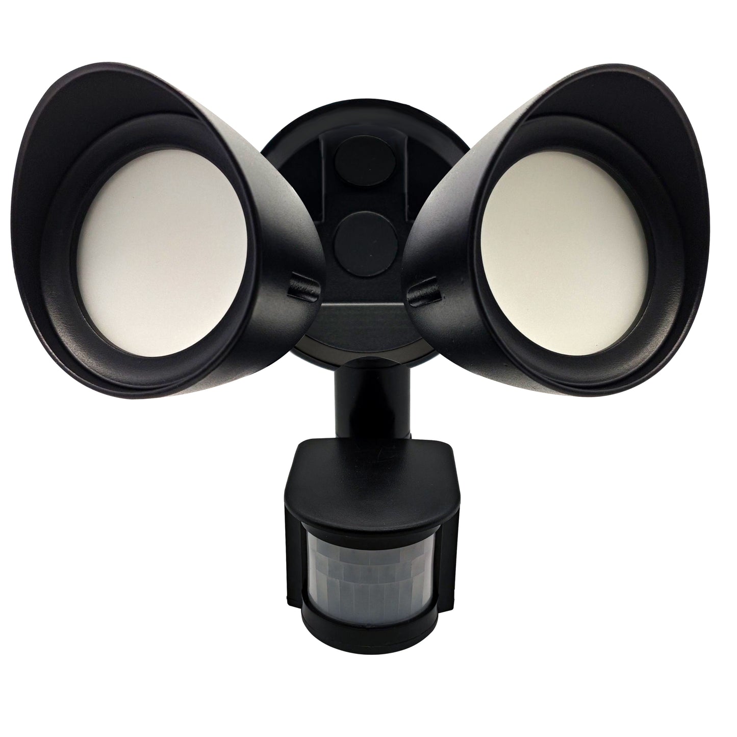 773703 - Motion Sensor / Dusk-To-Dawn Wired Outdoor 2-Head LED Security Flood Light, Black Finish