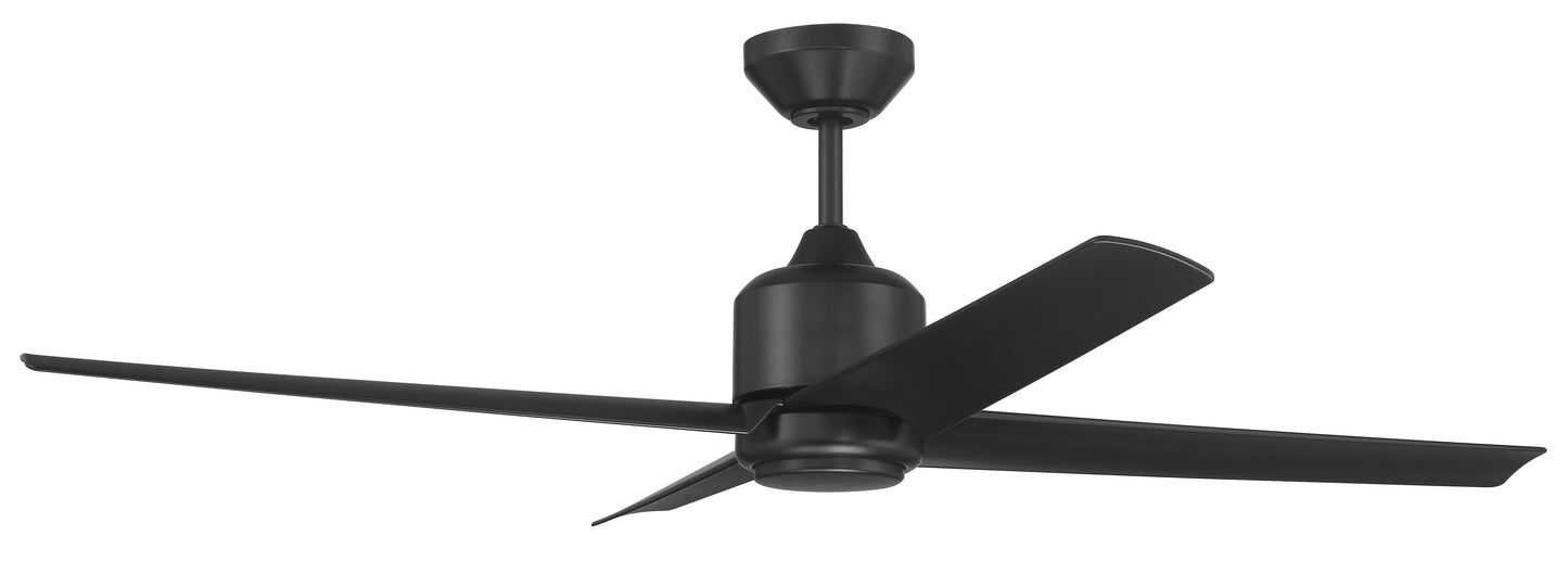 QUL52FB4-NWF - Quell 52" Indoor/Outdoor Ceiling Fan no Wifi 52" 4 Blade Indoor Outdoor Ceiling Fan with Light Kit - Flat Black
