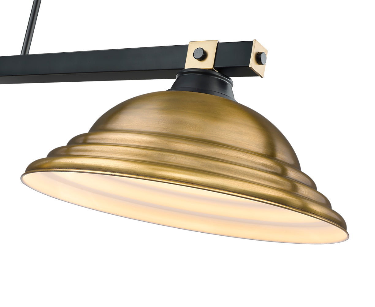 1955-3MB-RB-SRB - Bronte 3 Light 55" Billiard - Matte Black / Rubbed Brass