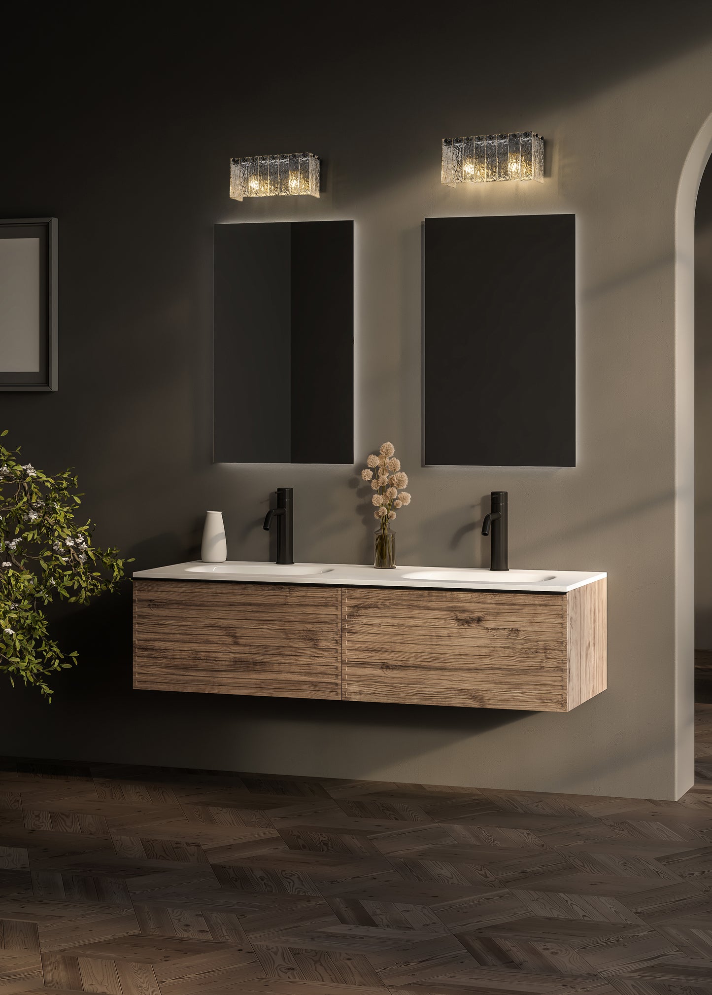 1943-2V-MB - Glacier 2 Light 15" Vanity - Matte Black