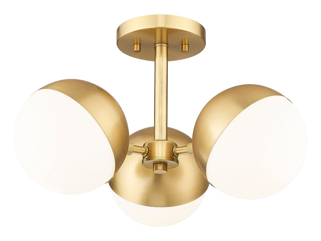7517-3SF-MGLD - Realm Sphere 3 Light Semi Flush 17" Mount - Modern Gold