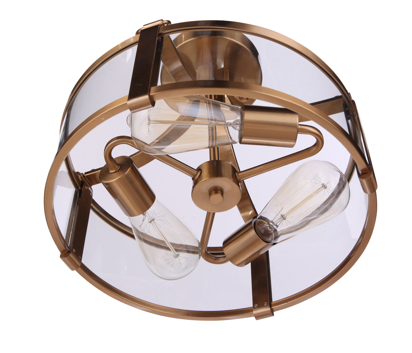 55353-SB - Elliot 3 Light 13" Wide Semi Flush Mount - Satin Brass