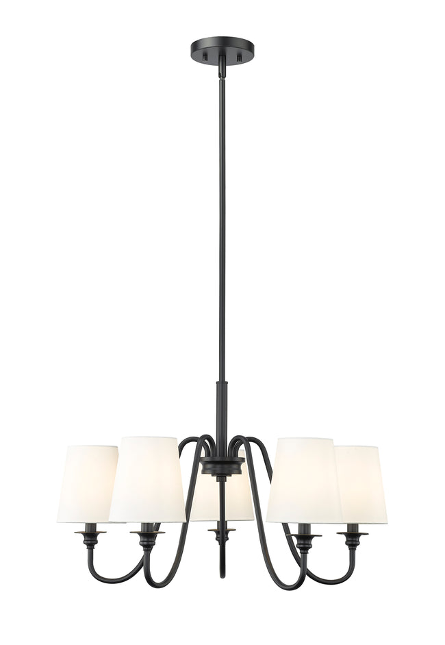 7509-5-26MB - Gianna 5 Light 26" Chandelier - Matte Black