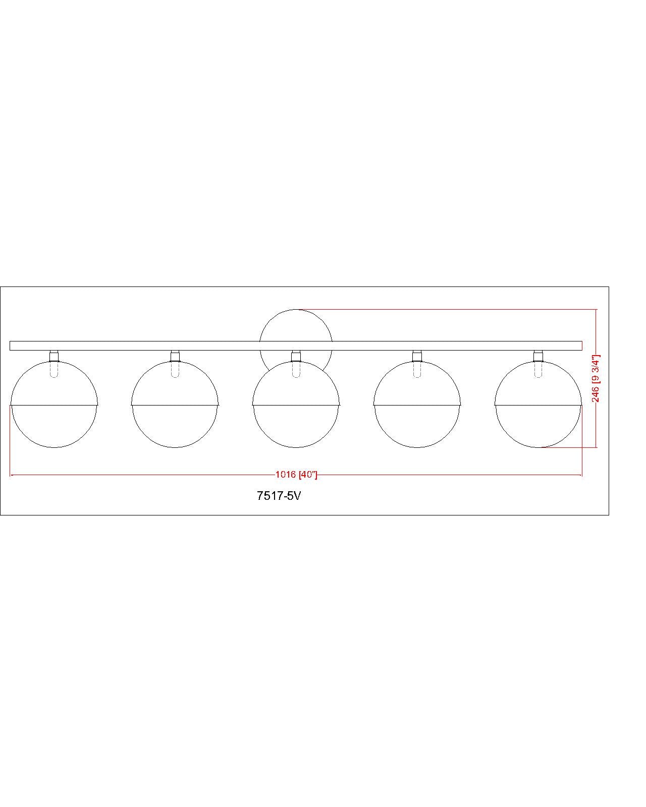 7517-5V-MB - Realm Sphere 5 Light 40" Vanity - Matte Black