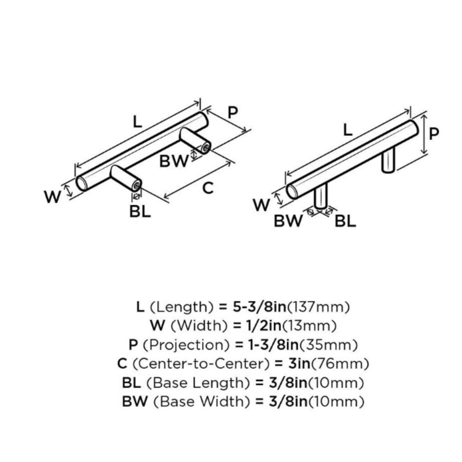 BP19010CSG9-5PACK - Bar Pull - 3" Center-to-Center Bar Cabinet Pull - Sterling Nickel