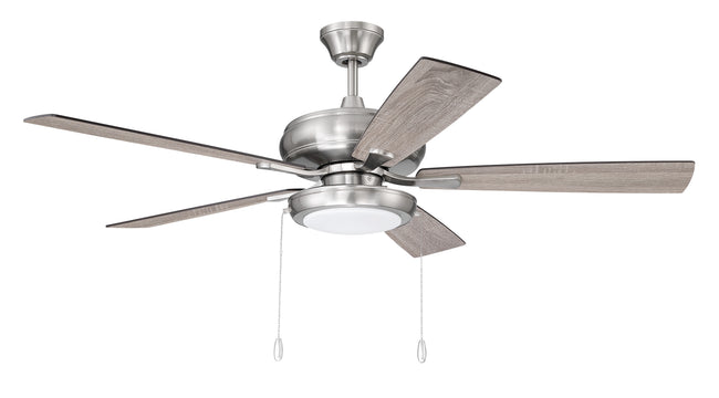 ECF119BNK5-DWWLN - EOS Low Profile 1 bulb Frosted White 52" Ceiling Fan 52" 5 Blade Ceiling Fan with Light Kit - Brushed Nickel