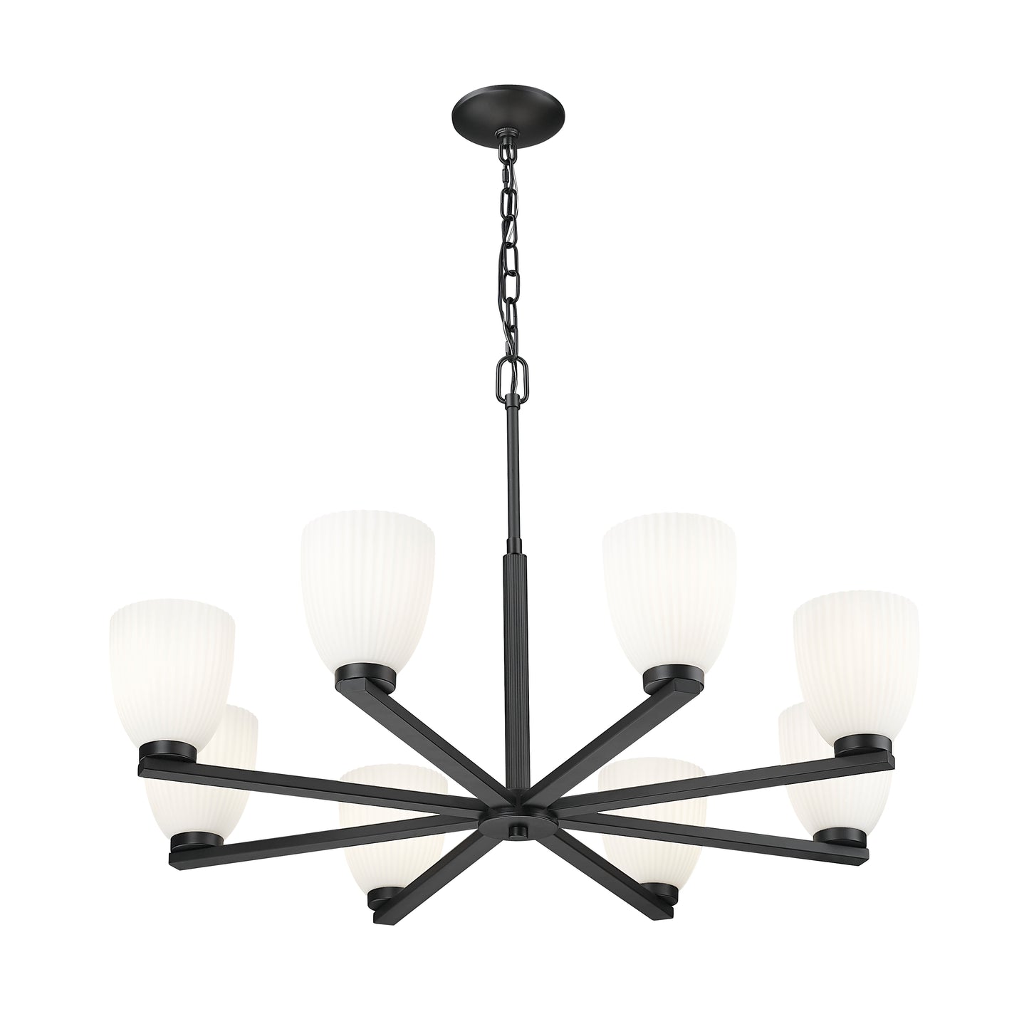 7518-8MB - Naya 8 Light 33" Chandelier - Matte Black