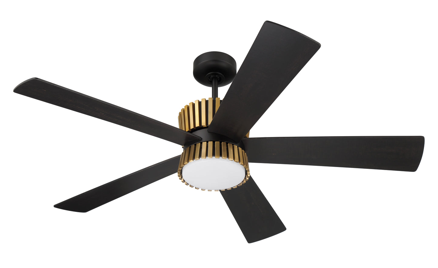 TRY52FBSB5-NWF - Theiry 52" Ceiling Fan no Wifi 52" 5 Blade Ceiling Fan with Light Kit - Flat Black / Satin Brass