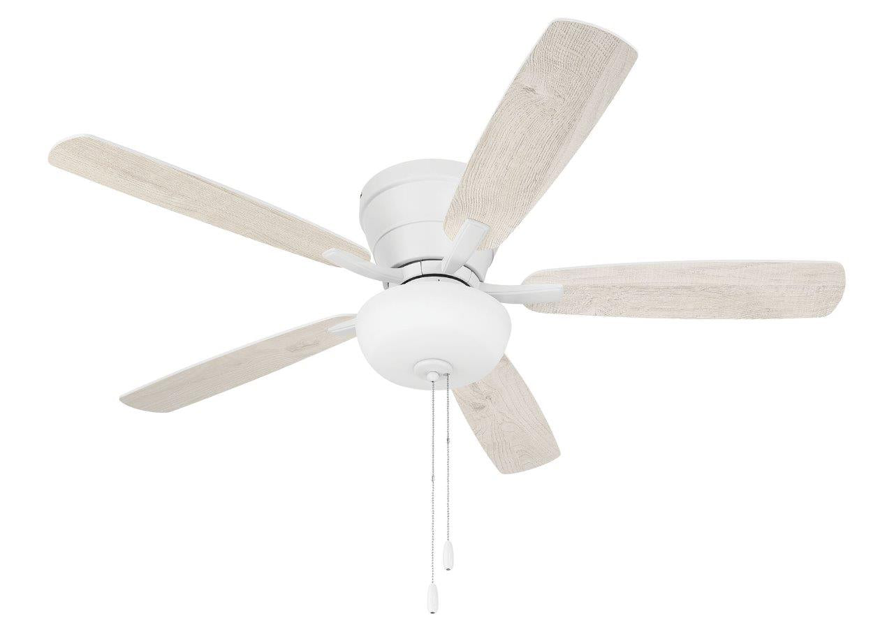 WHL52W5C1 - Wheeler 52 2-Light Bowl 52" 5 Blade Ceiling Fan with Light Kit - White