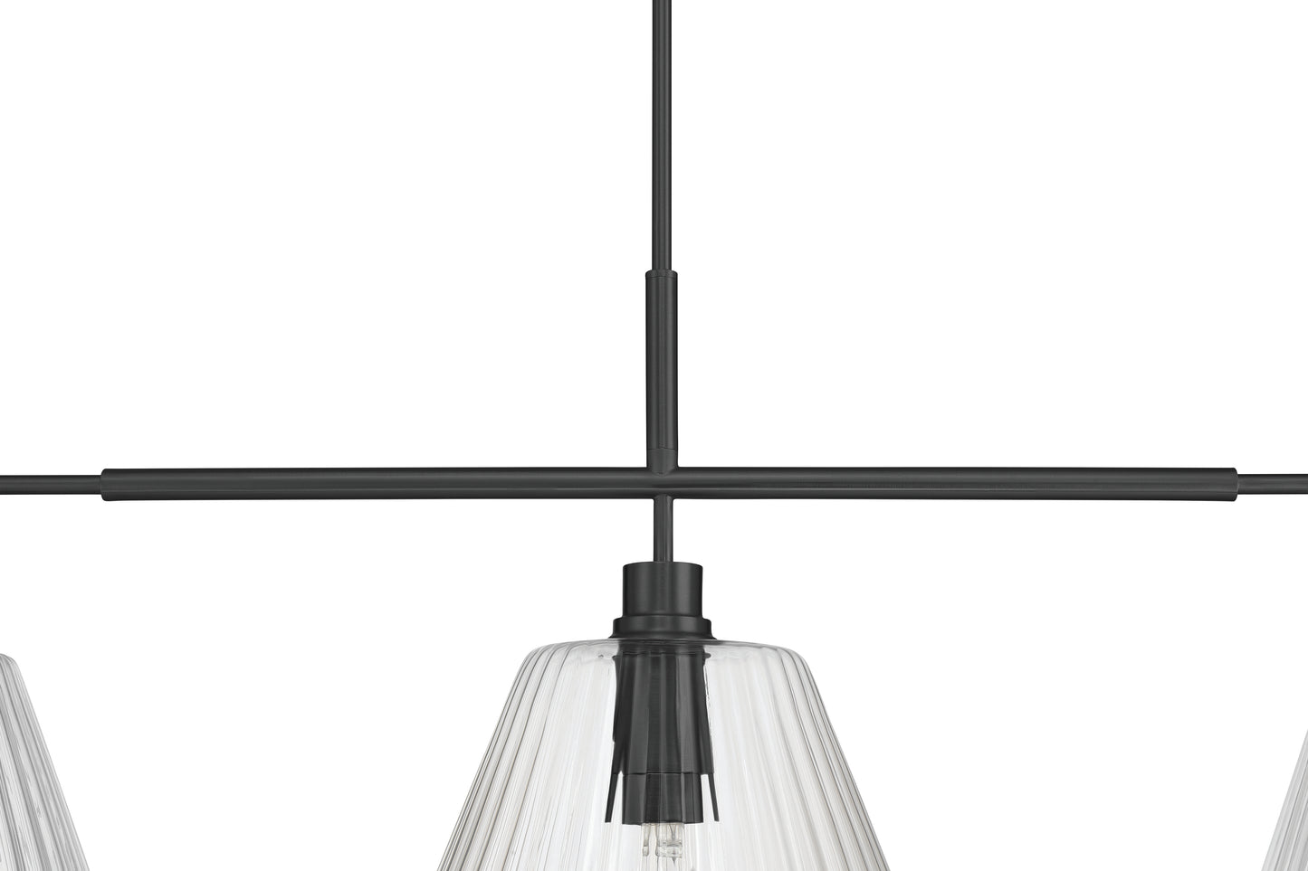 61173-FB - Pleated 3 Light 14" Wide Island Light - Flat Black