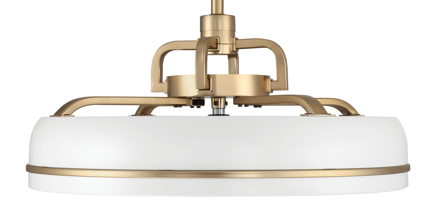 TYL24WSB3-NWF - Taylor 18" Fandelier no Wifi 20" 3 Blade Indoor Outdoor Ceiling Fan with Light Kit - White / Satin Brass
