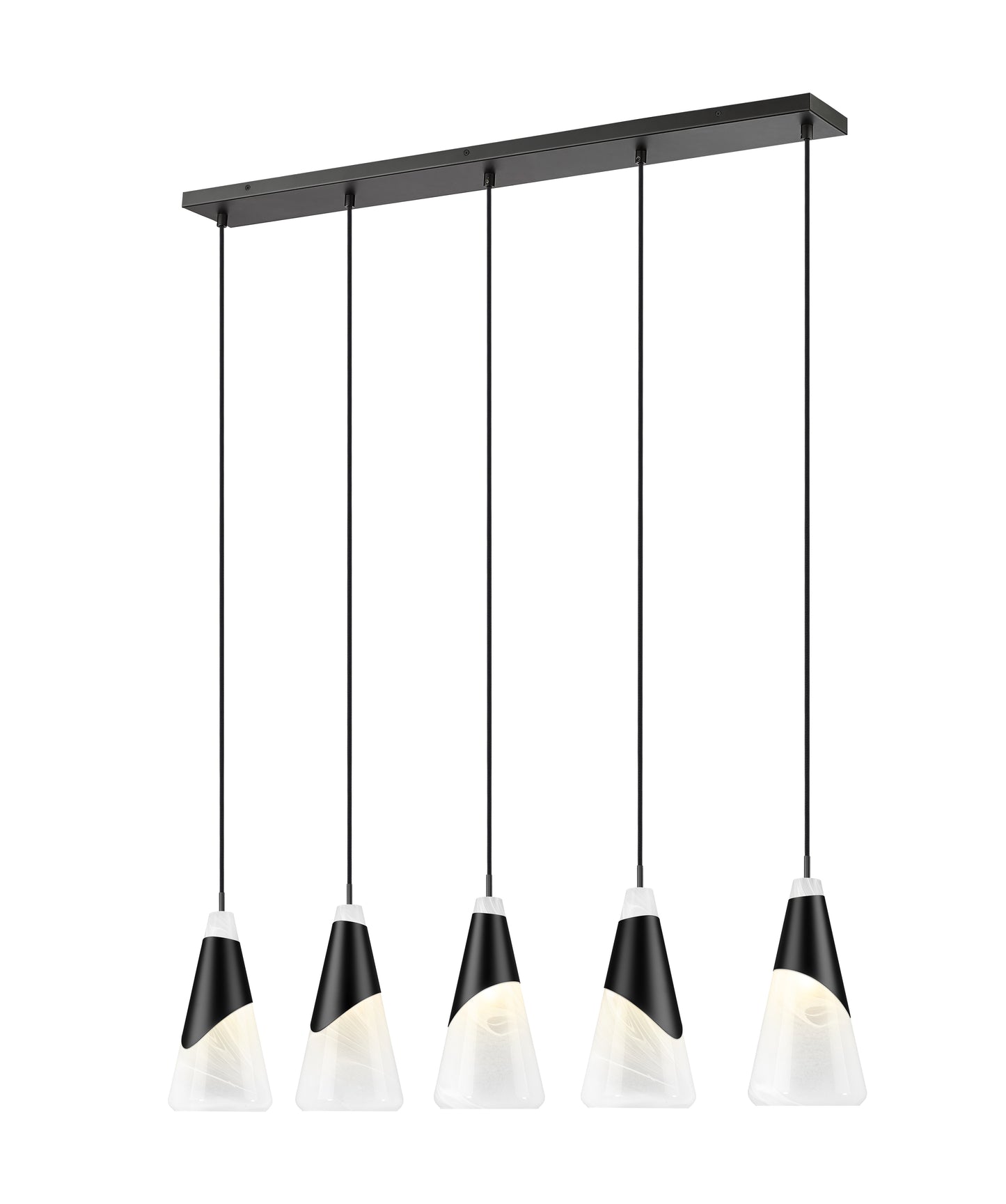 828P7-5L-MB - Aimie 5 Light Linear 42" Chandelier - Matte Black