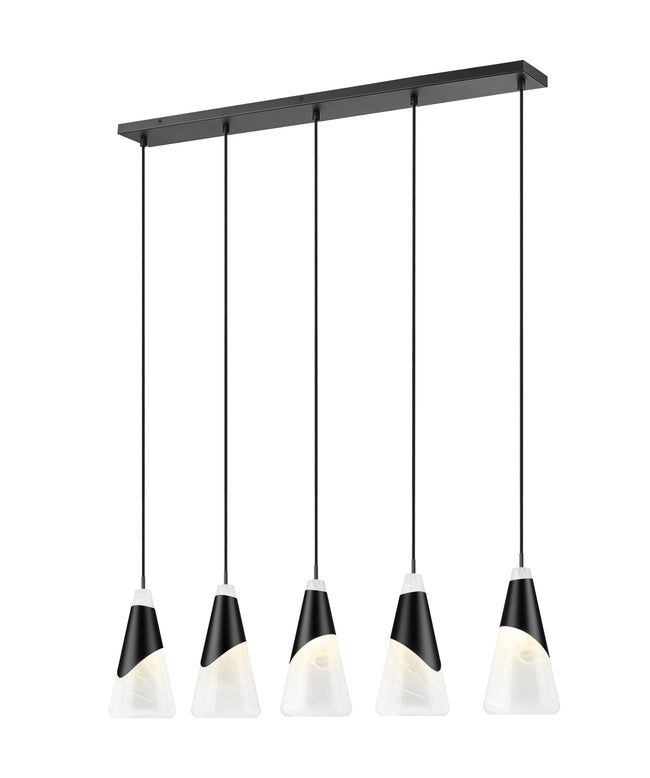 828P7-5L-MB - Aimie 5 Light Linear 42" Chandelier - Matte Black