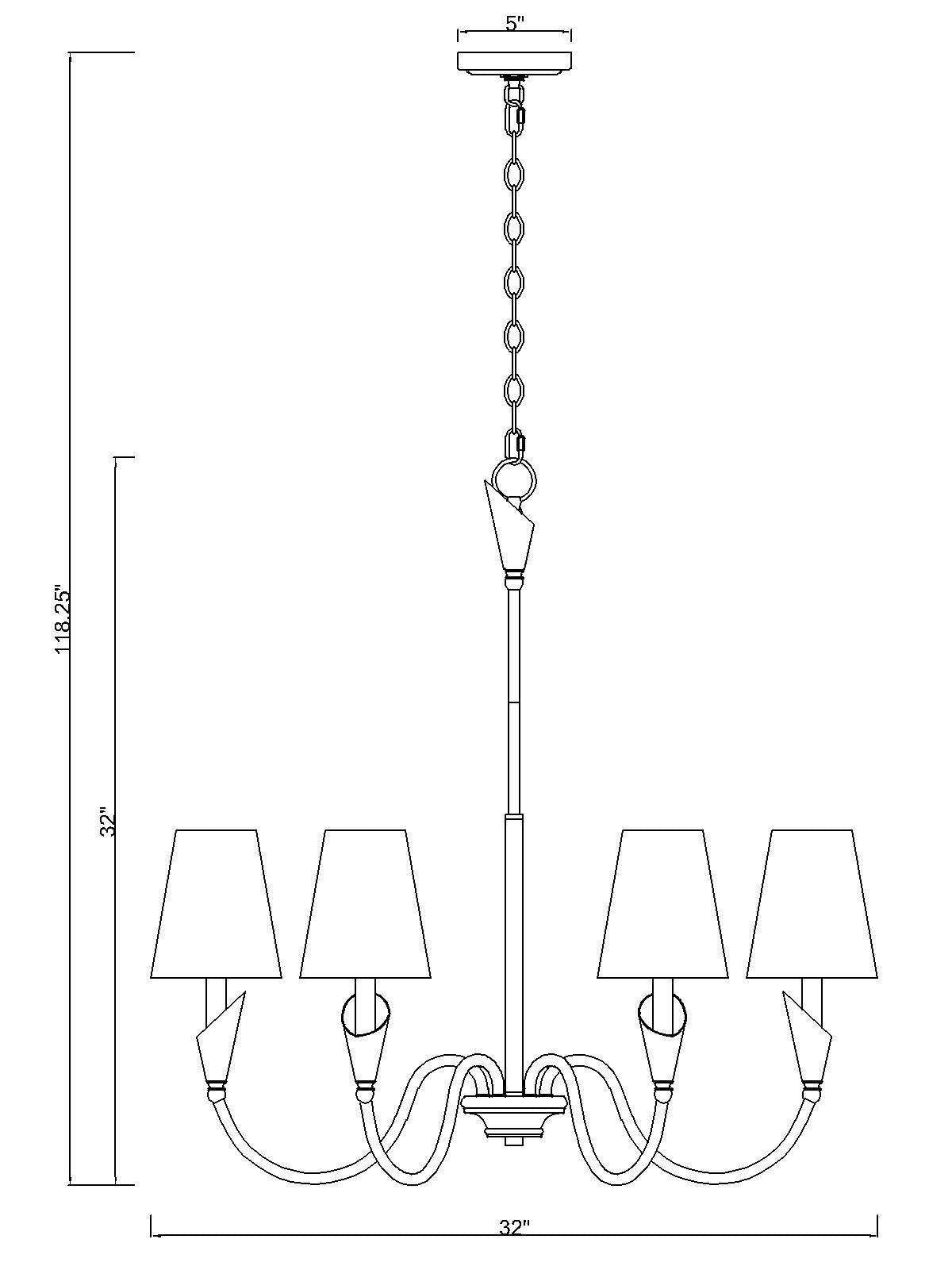 4014-32MB-MGLD - Claudelle 6 Light 32" Chandelier - Matte Black / Modern Gold